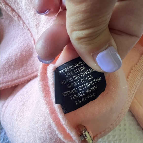 VINTAGE LANDS END blush pink 100% wool blazer jacket heavy western boho SIZE 14 - Picture 4 of 10